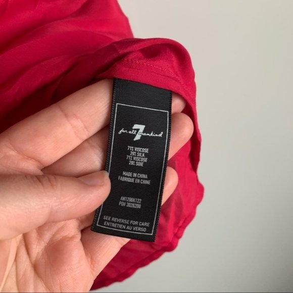 7 For All Mankind Pink Tank Top Blouse Satin NWT  New Silk Blend XS - Picture 3 of 8